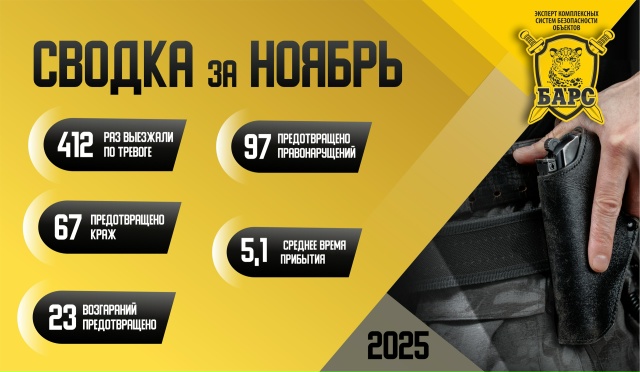 Сводка реагирования ГБР «Барс» за ноябрь