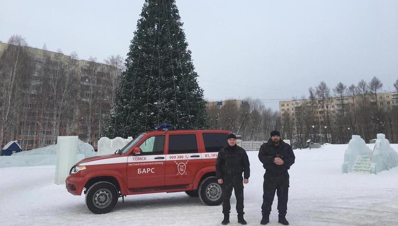 Барс охраняет ледовые городки